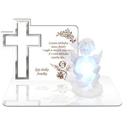 ZNICZ LED GRÓB Dziecka Córki Syna ANIOŁEK PODSTAWKA NA CMENTARZ BIAŁY ANIOŁ