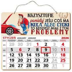 DREWNIANY KALENDARZ 2026 PREZENT MECHANIK UPOMINEK POD CHOINKĘ ŚWIĘTA