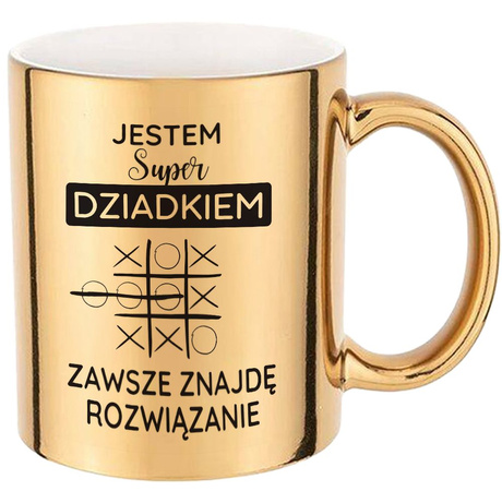 KUBEK DLA DZIADKA ZŁOTY SUPER DZIADEK NA PREZENT NA HERBATĘ KAWĘ