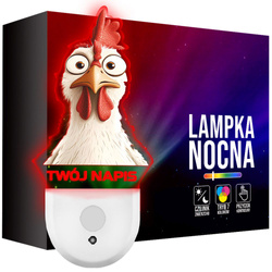 Lampka Nocna LED dla Dziecka Kogut Kura Kurka Rolnika do gniazdka CZUJNIK
