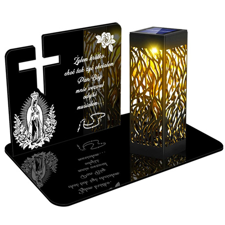 ZNICZ SOLARNY LED WIECZNY PODSTAWKA NA CMENTARZ GRÓB lampka Krzyż 3D 