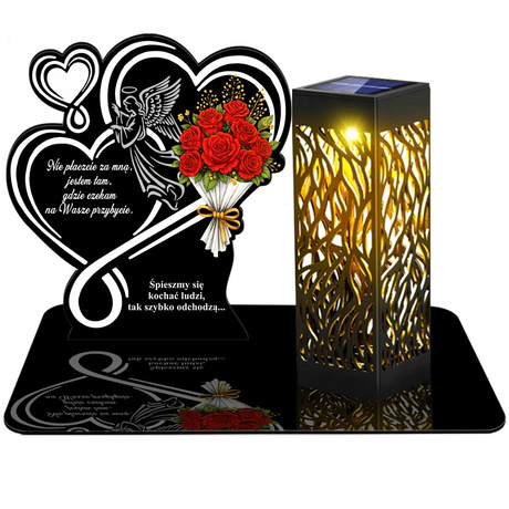 ZNICZ SOLARNY LED WIECZNY PODSTAWKA NA CMENTARZ GRÓB lampka Kwiaty 3D