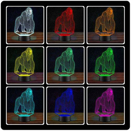 LAMPKA NOCNA LED GORYL ZWIERZĄTKO 3D + PILOT prezent URODZINY statuetka