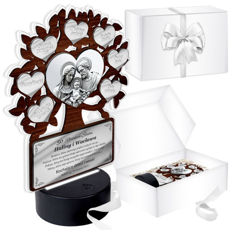 OBRAZ LED Prezent na Rocznicę Ślubu DRZEWKO SZCZĘŚCIA 10 25 30 40 50 GRAWER