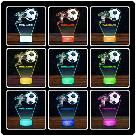 LAMPKA NOCNA LED 3D PIŁKA NOŻNA dla PIŁKARZA KORKI prezent dla dziecka URODZINY statuetka + pilot