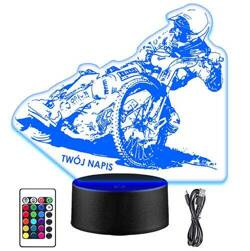 LAMPKA NOCNA LED ŻUŻEL MOTOCYKL TOR 3D + PILOT prezent URODZINY statuetka