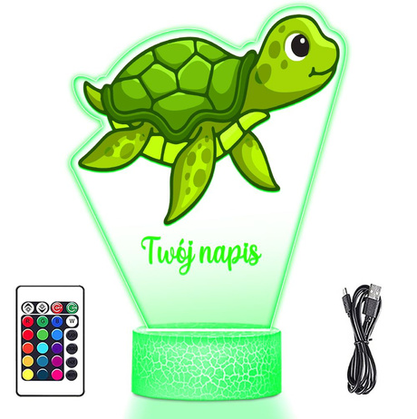 LAMPKA NOCNA LED 3D ŻÓŁW ZWIERZĄTKO prezent dziecka URODZINY statuetka