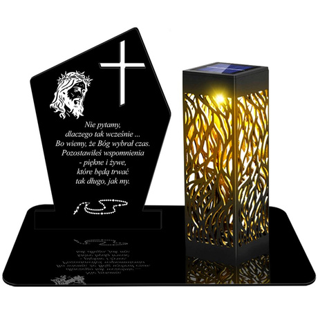 ZNICZ SOLARNY LED WIECZNY PODSTAWKA NA CMENTARZ GRÓB lampka Krzyż 3D 