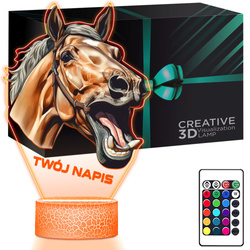 LAMPKA NOCNA LED 3D z imieniem KOŃ KONIK ZWIĘRZĘ prezent dla dziecka URODZINY statuetka + pilot