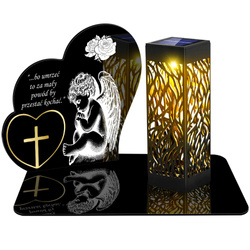 ZNICZ SOLARNY LED WIECZNY PODSTAWKA NA CMENTARZ GRÓB lampka Serce 3D