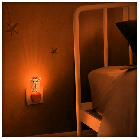 Lampka Nocna LED dla Dziecka ŻYRAFA ZWIERZĘ ZOO kontaktu gniazdka CZUJNIK