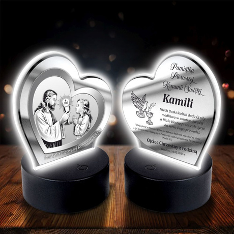 OBRAZEK LED Pamiątka Pierwszej Komunii Świętej Komunia PREZENT Komunię dla dziewczynki