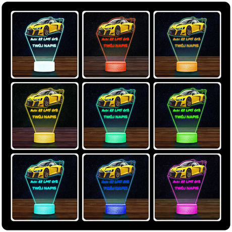 LAMPKA NOCNA LED 3D AUDI R8 SAMOCHÓD prezent dla dziecka URODZINY statuetka + pilot