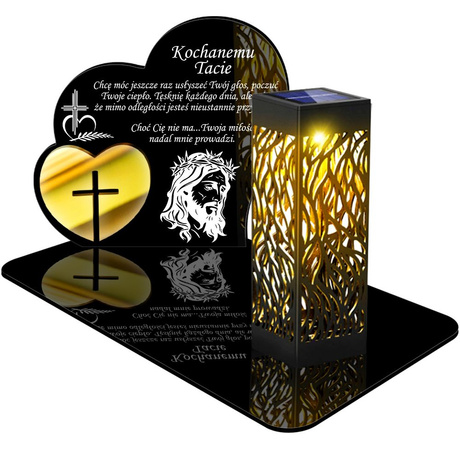 ZNICZ SOLARNY LED WIECZNY PODSTAWKA NA CMENTARZ GRÓB lampka Serce 3D DLA TATY