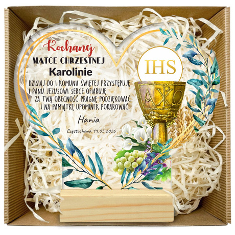 PODZIĘKOWANIE DLA CHRZESTNYCH NA KOMUNIĘ PAMIĄTKA STATUETKA PERSONALIZOWANA