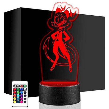 LAMPKA NOCNA LED HELLUVA BOSS 3D + PILOT prezent URODZINY statuetka