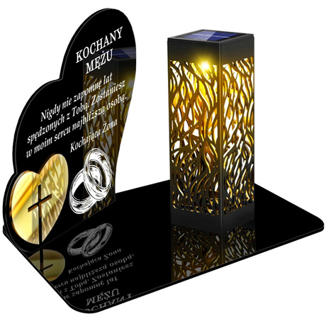 ZNICZ SOLARNY LED WIECZNY PODSTAWKA NA CMENTARZ GRÓB lampka Serce 3D DLA MĘŻA