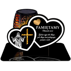 ZNICZ SOLARNY LED WIECZNY PODSTAWKA NA CMENTARZ GRÓB Serce EFEKT PŁOMIENIA