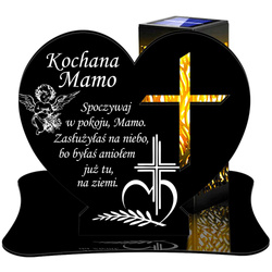 ZNICZ SOLARNY LED WIECZNY PODSTAWKA NA CMENTARZ GRÓB lampka Serce 3D DLA MAMY