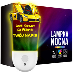 Lampka Nocna LED dla Dziecka AUTO LAFERRARI kontaktu gniazdka CZUJNIK