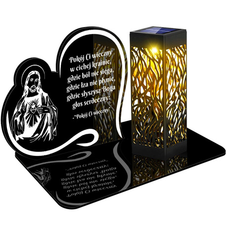 ZNICZ SOLARNY LED WIECZNY PODSTAWKA NA CMENTARZ GRÓB lampka Napis Serce 3D 