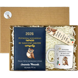 Zestaw Kalendarz 2026 Kubek Zakładka Prezent na Dzień Nauczyciela dla Wychowawcy Box podziękowanie