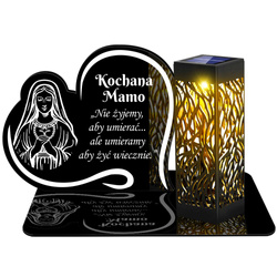 ZNICZ SOLARNY LED WIECZNY PODSTAWKA NA CMENTARZ GRÓB lampka Napis Serce 3D  DLA MAMY