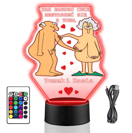 PREZENT NA WALENTYNKI - piękna statuetka personalizowany męża żony chłopaka LAMPKA NOCNA LED