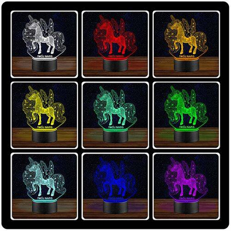 LAMPKA NOCNA LED UNICORN JEDNOROŻEC 3D + PILOT prezent URODZINY statuetka