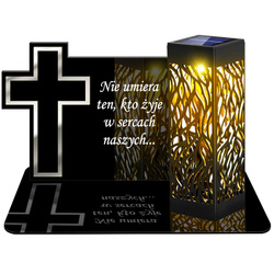 ZNICZ SOLARNY LED WIECZNY PODSTAWKA NA CMENTARZ GRÓB lampka Krzyż 3D