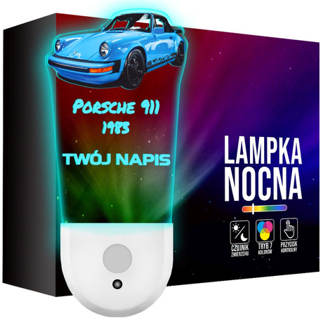 Lampka Nocna LED dla Dziecka auto Porsche 911 kontaktu gniazdka CZUJNIK