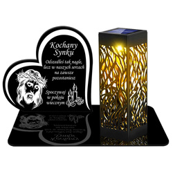 ZNICZ SOLARNY LED WIECZNY PODSTAWKA NA CMENTARZ GRÓB lampka Serce 3D DLA SYNA
