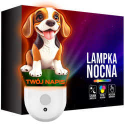 Lampka Nocna LED dla Dziecka PIESEK Beagle do kontaktu gniazdka CZUJNIK