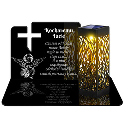 ZNICZ SOLARNY LED WIECZNY PODSTAWKA NA CMENTARZ GRÓB lampka Krzyż 3D DLA TATY