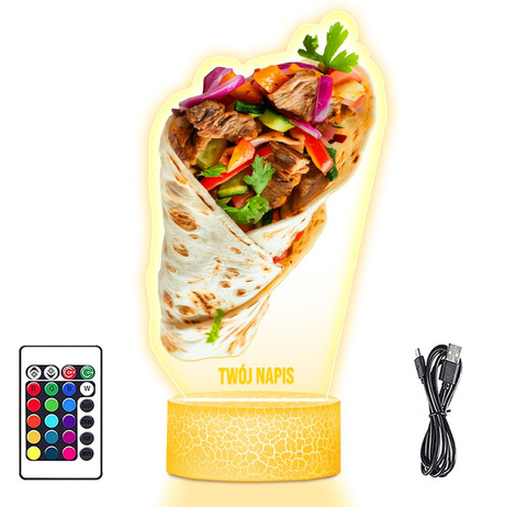 LAMPKA NOCNA LED 3D KEBAB TORTILLA prezent dziecka URODZINY statuetka