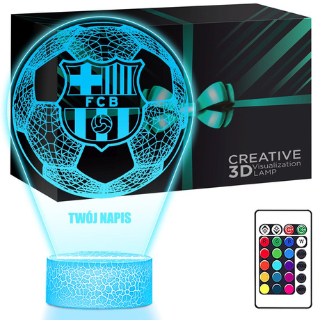 Lampka Nocna LED 3D FC Barcelona z Imieniem RGB Prezent na Święta Urodziny