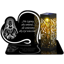 ZNICZ SOLARNY LED WIECZNY PODSTAWKA NA CMENTARZ GRÓB lampka Napis Serce 3D