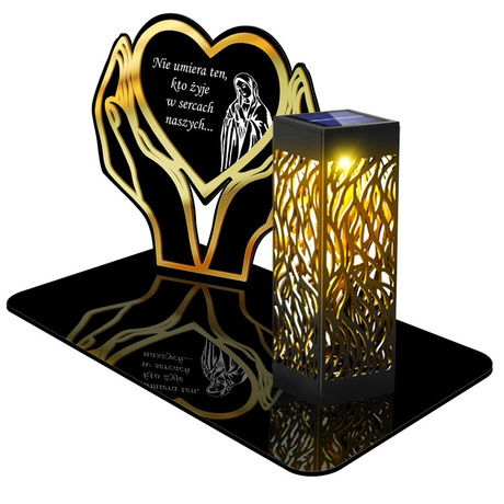 SOLARNY ZNICZ LED AŻUROWY PODSTAWKA STATUETKA NA CMENTARZ GRÓB DUŻA SERCE 