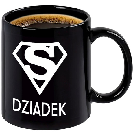 CZARNY KUBEK NA DZIEŃ DZIADKA PREZENT DLA DZIADKA PRADZIADKA DO KAWY