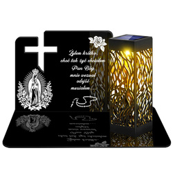 ZNICZ SOLARNY LED WIECZNY PODSTAWKA NA CMENTARZ GRÓB lampka Krzyż 3D