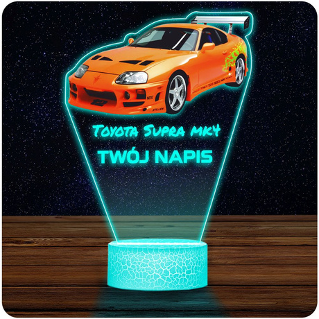 LAMPKA NOCNA LED 3D auto Toyota Supra MK4 prezent dla dziecka URODZINY statuetka + pilot