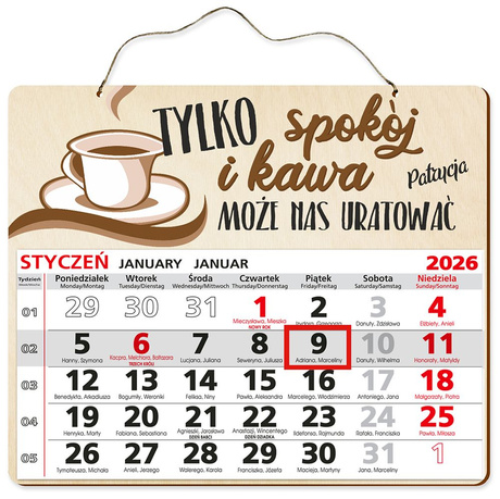 DREWNIANY KALENDARZ 2026 PREZENT KSIĘGOWA KSIĘGOWY POD CHOINKĘ ŚWIĘTA