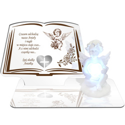 ZNICZ LED GRÓB Dziecka Córki Syna ANIOŁEK PODSTAWKA NA CMENTARZ BIAŁY ANIOŁ