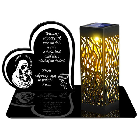 ZNICZ SOLARNY LED WIECZNY PODSTAWKA NA CMENTARZ GRÓB lampka Serce 3D 