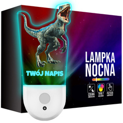 Lampka Nocna LED dla Dziecka DINOZAUR T-REX kontaktu gniazdka CZUJNIK