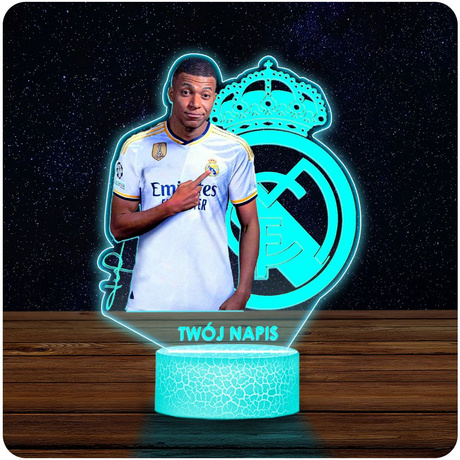 LAMPKA NOCNA LED 3D Kylian Mbappe Real prezent dziecka URODZINY statuetka