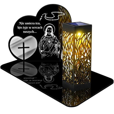ZNICZ SOLARNY LED WIECZNY PODSTAWKA NA CMENTARZ GRÓB lampka Serce 3D 