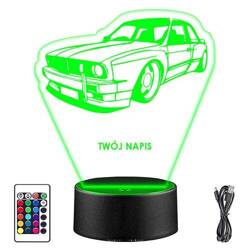 LAMPKA NOCNA LED BMW E30 M3 AUTO 3D + PILOT prezent URODZINY statuetka