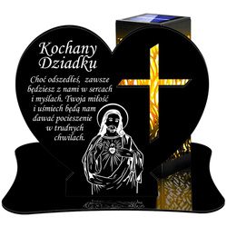ZNICZ SOLARNY LED WIECZNY PODSTAWKA NA CMENTARZ GRÓB lampka Serce 3D DLA DZIADKA