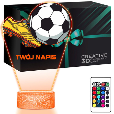 LAMPKA NOCNA LED 3D PIŁKA NOŻNA dla PIŁKARZA KORKI prezent dla dziecka URODZINY statuetka + pilot